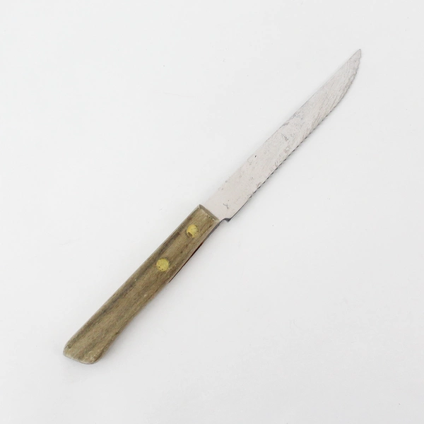 Lot Of 6 Vintage Stainless Steel Steak Knives With Wood Handles Japan 