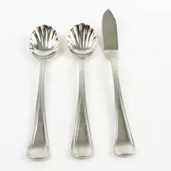 Lot of 3 Oneida Flambe Flatware: Sugar Shell Spoons & Butter Knife