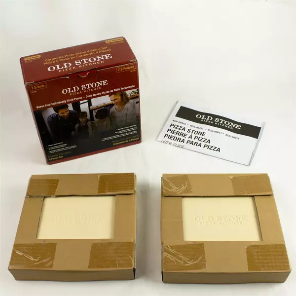 Cordierite Pizza Stone Set 4-Piece 7.5x7.5in Heat Safe to 1450°F