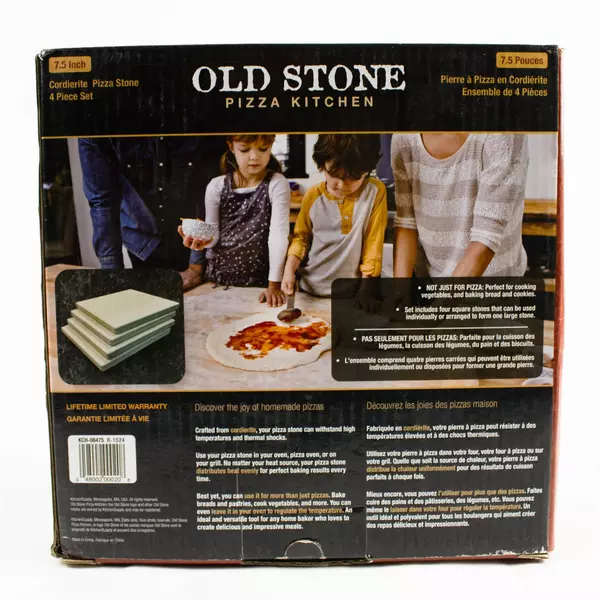 Cordierite Pizza Stone Set 4-Piece 7.5x7.5in Heat Safe to 1450°F