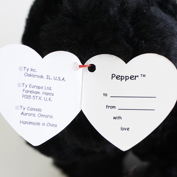 TY Beanie Babies Pepper 1996 Black Terrier Dog With Tag Plush Toy 14" Large