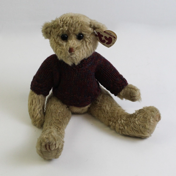 TY Beanie Babies Tyler 1993 Brown Bear Sweater W/ Tag Plush Toy 11" Long