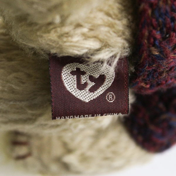 TY Beanie Babies Tyler 1993 Brown Bear Sweater W/ Tag Plush Toy 11" Long