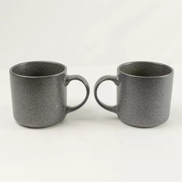 Set of 2 Better Homes & Gardens Dark Gray 14oz Stoneware Mugs 3.75"H