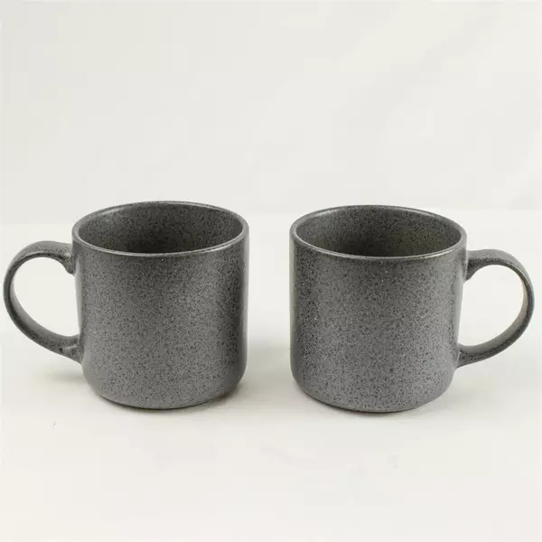 Set of 2 Better Homes & Gardens Dark Gray 14oz Stoneware Mugs 3.75"H