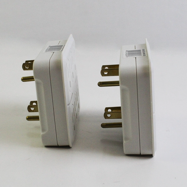 Lot Of 2 Intertek Matching White 6 Outlet 3 Prong Grounded AC Power Wall Tap