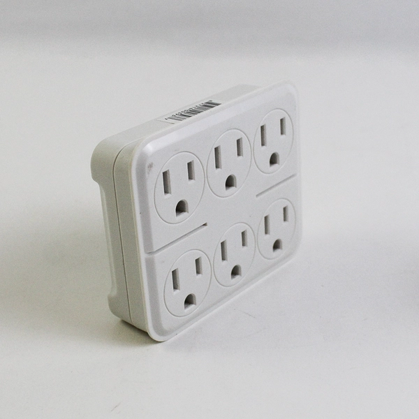 Lot Of 2 Intertek Matching White 6 Outlet 3 Prong Grounded AC Power Wall Tap