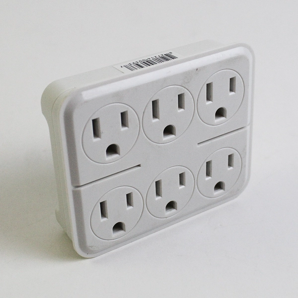 Lot Of 2 Intertek Matching White 6 Outlet 3 Prong Grounded AC Power Wall Tap