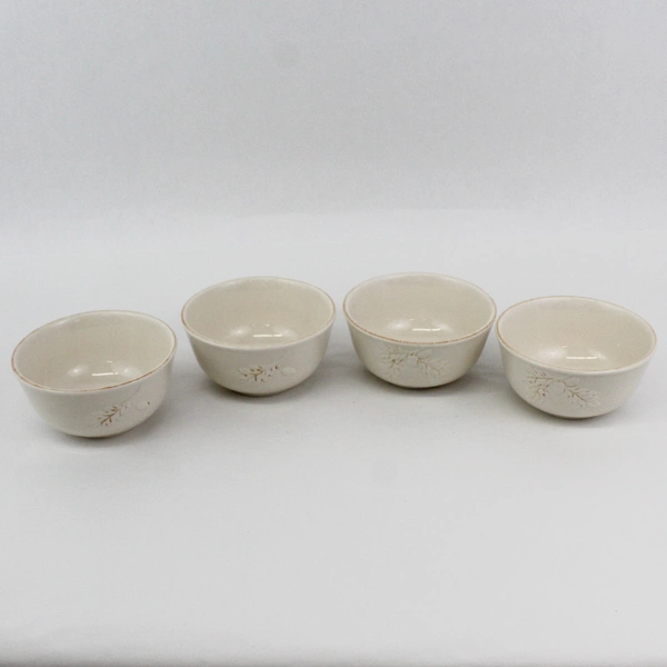 Set of 4 Blackhawk Marketing Victoria Oak Leaf Cereal Bowls 6" Beige China