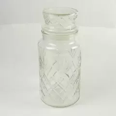 Vintage 1980 Planters Mr. Peanut Glass Canister w/ Lid Anchor Hocking