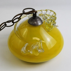 MCM Hand Blown Glass Pendant Hanging Light Lamp Lizard Iguana Type Over Top