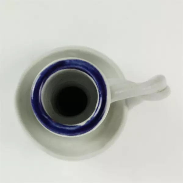 Williamsburg Pottery Factory Salt-Glazed Cobalt Leaf Candlestick Holder 4.75"