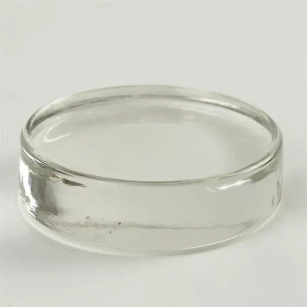 Clear Glass Paperweight Disc 4" Polished Edge Desktop Decor