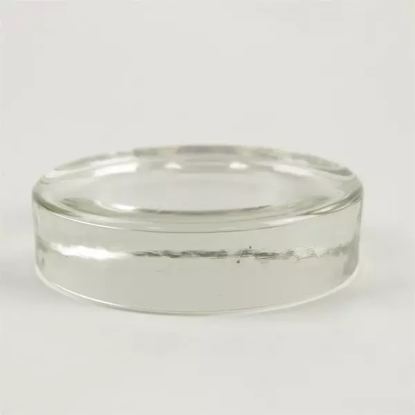 Clear Glass Paperweight Disc 4" Polished Edge Desktop Decor