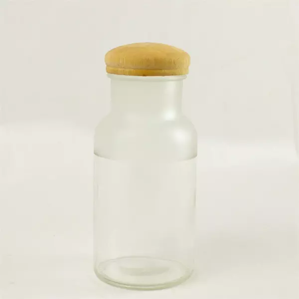 Glass Decanter w/ Wooden Lid 7.25 in Small Spirits Tabletop