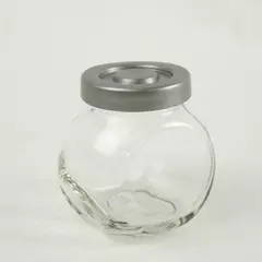 IKEA Rajtan Glass Spice Jar Tilted Stand Gray Plastic Lid 3x3x2.25in