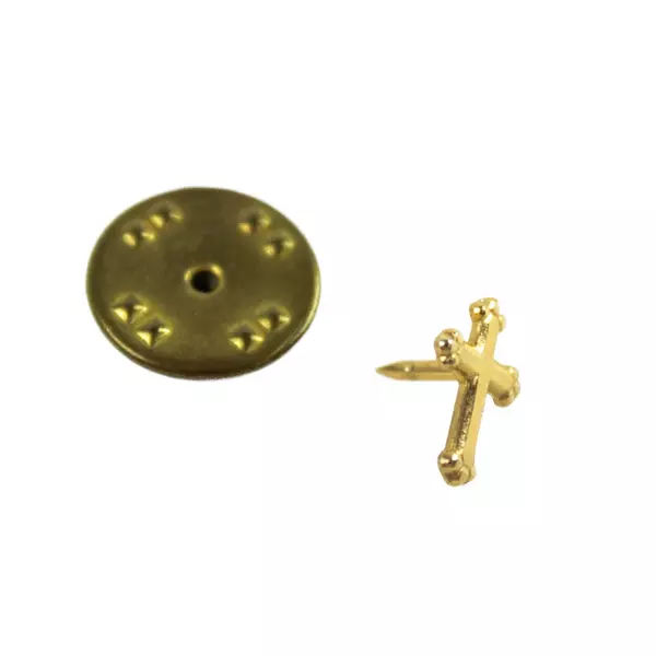 Vintage Gold Tone Cross Lapel Pin Small Collectible