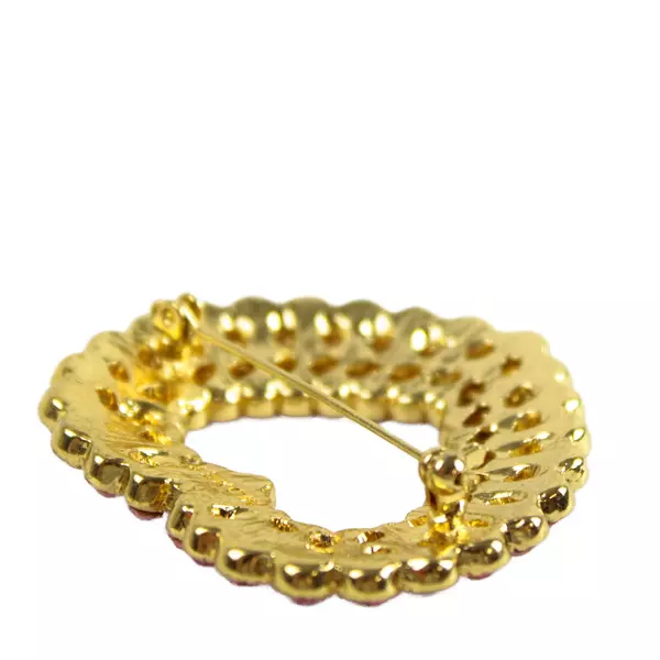 Monet Pink Rhinestone Heart Brooch Pin Gold Tone Vintage