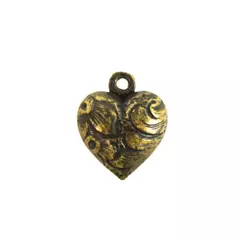 Vintage Sterling Silver Puffy Heart Charm Raised Engraved Design