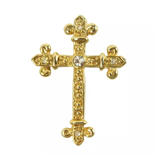 Gold-Tone Crystal Cross Pendant 1.5in