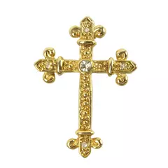 Gold-Tone Crystal Cross Pendant 1.5in