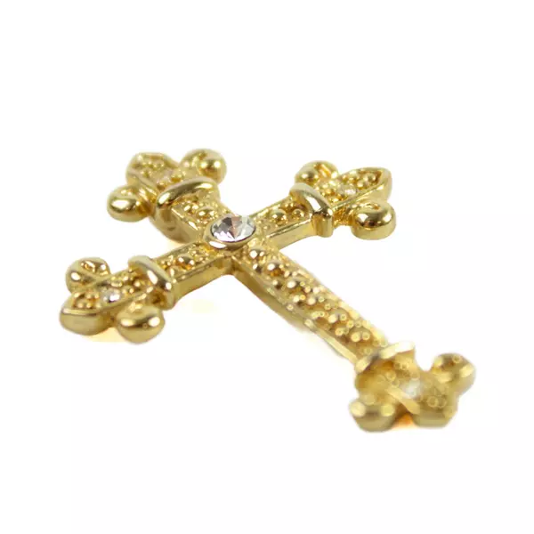 Gold-Tone Crystal Cross Pendant 1.5in