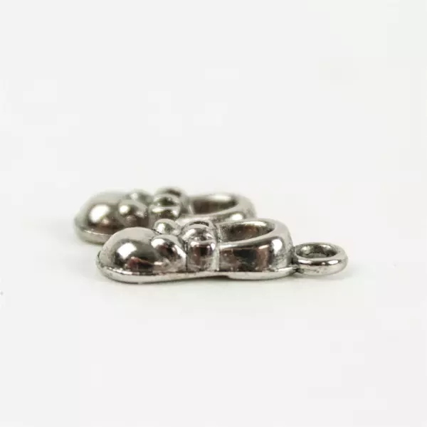 Set of 6 Aged Silver Plated Baby Shoe Charms Vintage Patina Jewelry