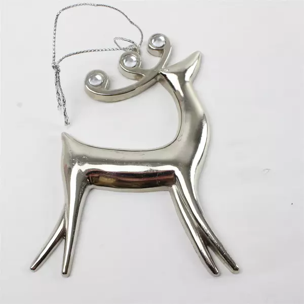 Silver Metal Reindeer Christmas Ornament