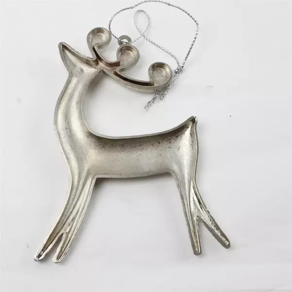 Silver Metal Reindeer Christmas Ornament