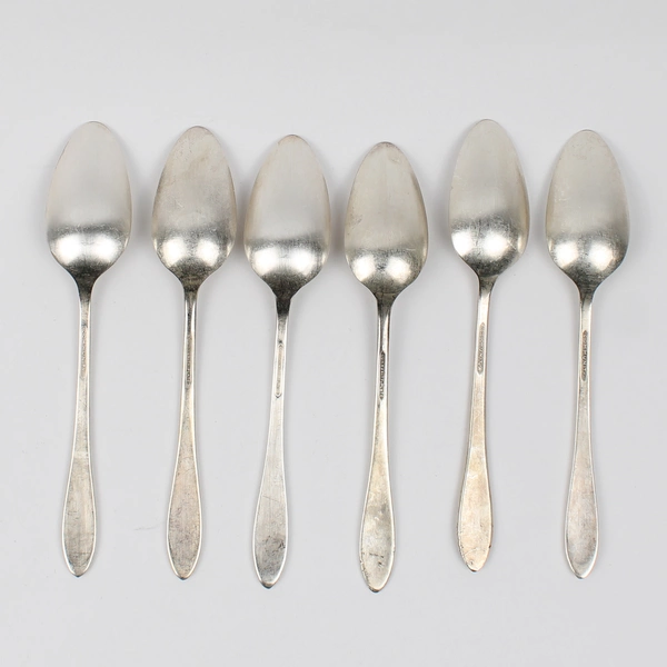 Lot of 6 Oneida Community Lady Hamilton Silverplate Teaspoons 6.25"