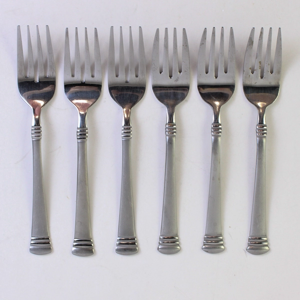 Lot Of 6 Cambridge Silver Codie Pattern Salad Forks 6.25" 2 Different Backs SS