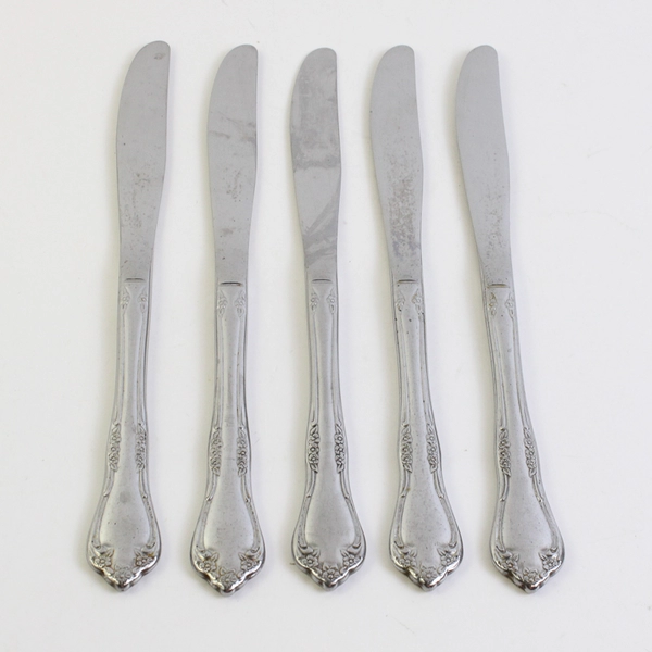 Lot Of 5 Oneida Silver Mansfield (Stainless) Flatware Dinner Knives 9" Tall