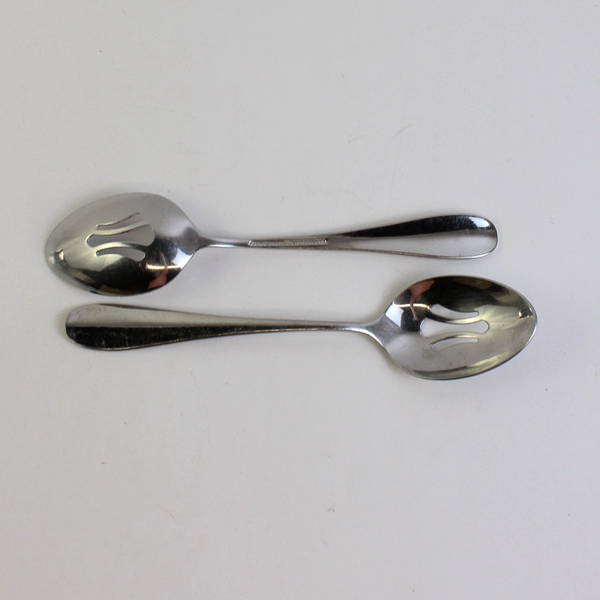 Lot Of 2 Reed & Barton Dalton (Stainless) Flatware Pierced Serving Spoons 8.75"