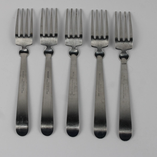 Lot of 5 Rare Ikea Circle Neck Pattern Stainless Steel Dinner Forks 7.75" HTF