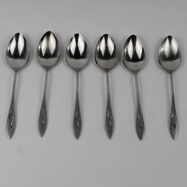 Lot of 6 Oneida Oneidacraft Deluxe Ember Glow Stainless Serving Spoons 8.25" 
