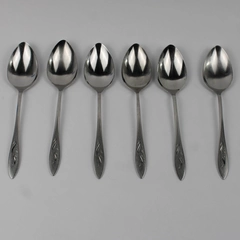 Lot of 6 Oneida Oneidacraft Deluxe Ember Glow Stainless Serving Spoons 8.25" 