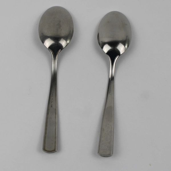 Lot of 2 Providence Plaza Pattern Stainless Serving Spoons 8.5" Good