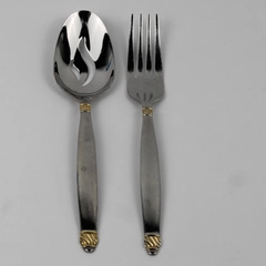 Lot of 2 Oneida Silver Daphne Pattern With Gold Accent Serving Utensils 18/10 SS