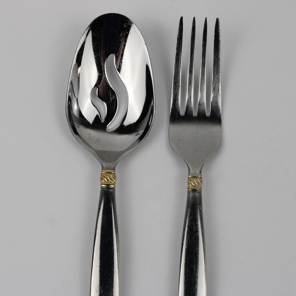 Lot of 2 Oneida Silver Daphne Pattern With Gold Accent Serving Utensils 18/10 SS