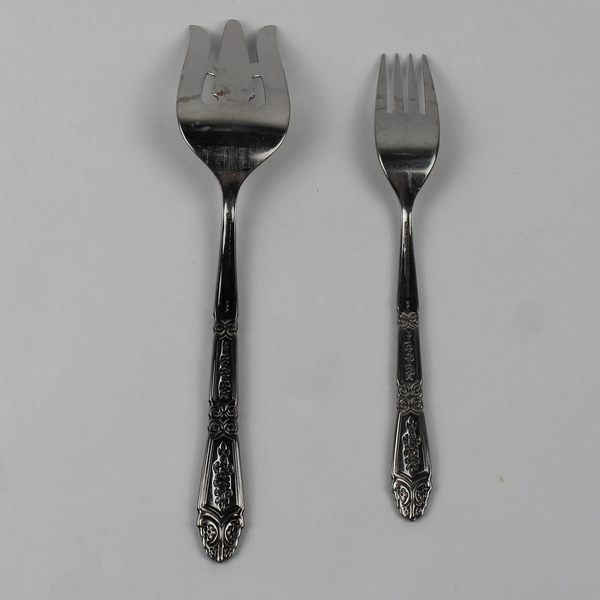 Lot of 2 Oneida Silver Dowry Pattern 1 Dinner Fork 1 Cold Meat Serving Fork Rare