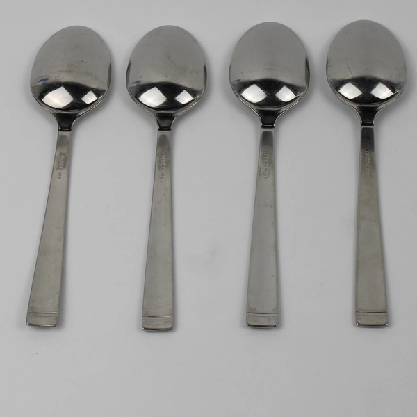 Lot of 4 Oneida Silver Unknown Pattern Stainless Serving Spoons 8.5" Good