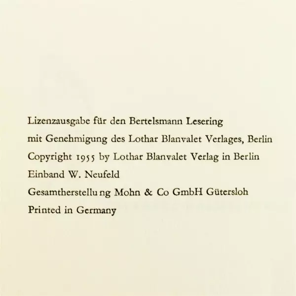 Vater Unser Bestes Stuck Hans Nicklisch 1955 Hardcover German Book