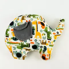 Stuffed Elephant Pillow Jungle Fabric Nursery Decor Cuddly