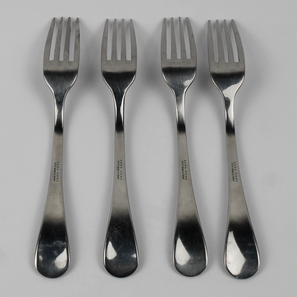 Lot of 4 Zara Home Flatware Unknown Pattern 18/10 Stainless Dinner Forks 8" 