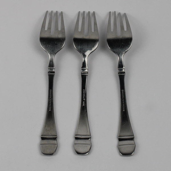 Lot of 3 Oneida Silver Roosevelt Pattern 18/10 Stainless Salad Forks 7" Good