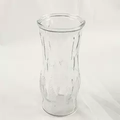 Vintage E.O. Brody Clear Glass Feather Pattern Vase Mid-Century 8.75"