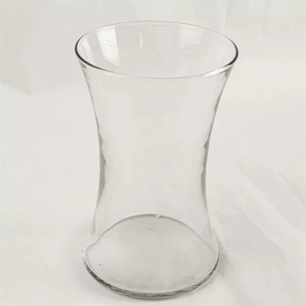 Clear Glass Vase Concave Body Modern Decorative 8.25in Tall