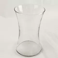 Clear Glass Vase Concave Body Modern Decorative 8.25in Tall