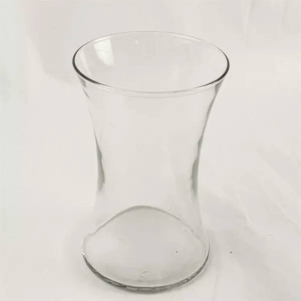 Clear Glass Vase Concave Body Modern Decorative 8.25in Tall