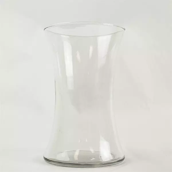 Clear Glass Vase Concave Body Modern Decorative 8.25in Tall